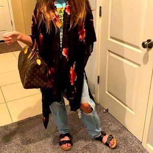 Runway inspired Black Floral Kimono OSFM